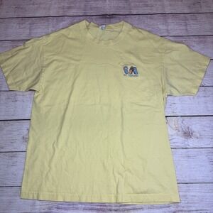 Vintage St Thomas Flip Flop Embroidered Tee Yellow Alstyle Tag Size L Small Fit‎